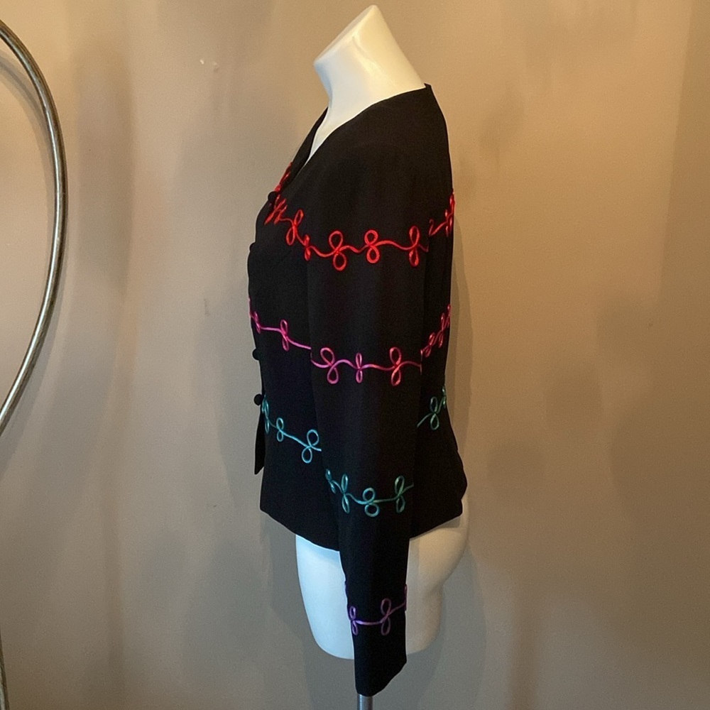 Vintage Donna Morgan Women’s Black Embellished Blazer Jacket Size 10 Career - Picture 4 of 6